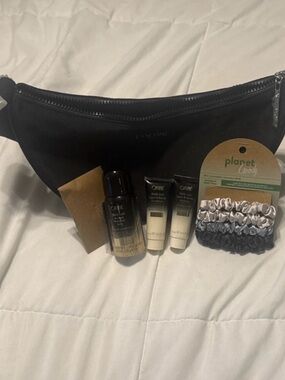 Lancôme Black Crossbody with Hair Scrunchies & Travel Hair Care